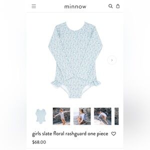 Minnow Girls Slate Floral Rashguard One Piece